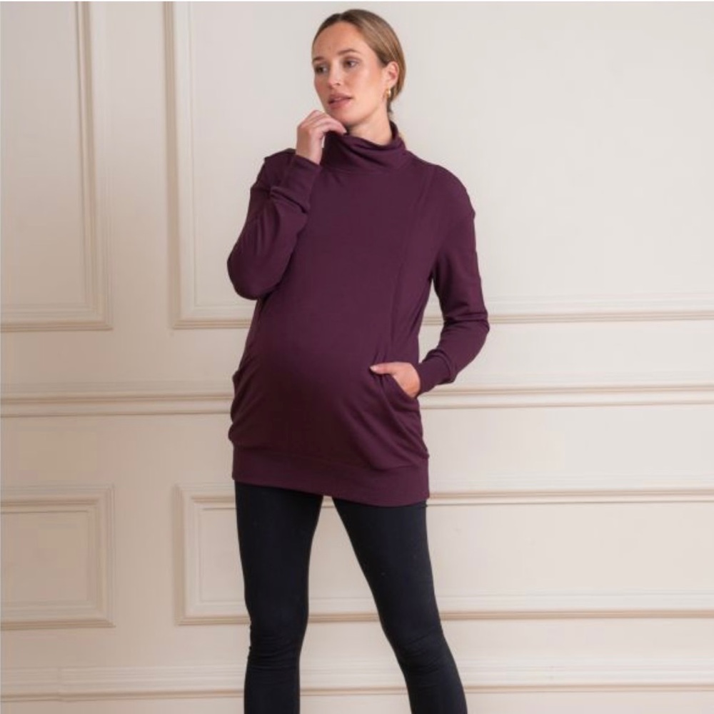 Seraphine Cotton Blend Plum Maternity & Nursing Sweatshirt Sz M